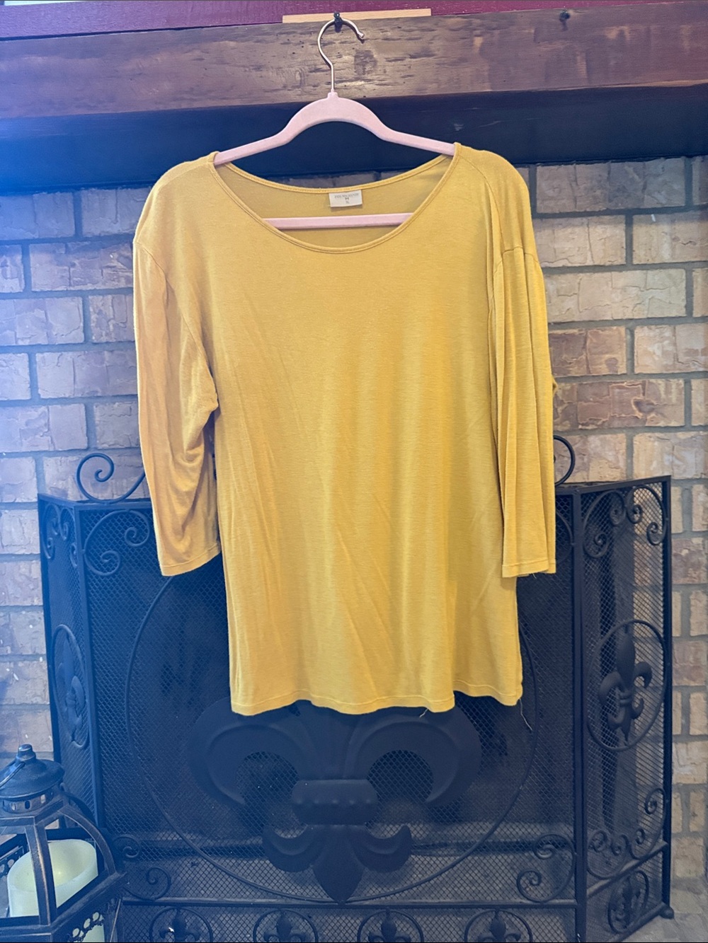 Everyday Scoop Neck Long Sleeve Top - Mustard Yellow